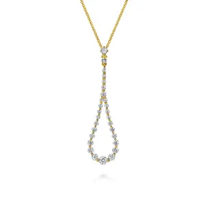 14K Yellow Gold Diamond Pendant Teardrop Necklace