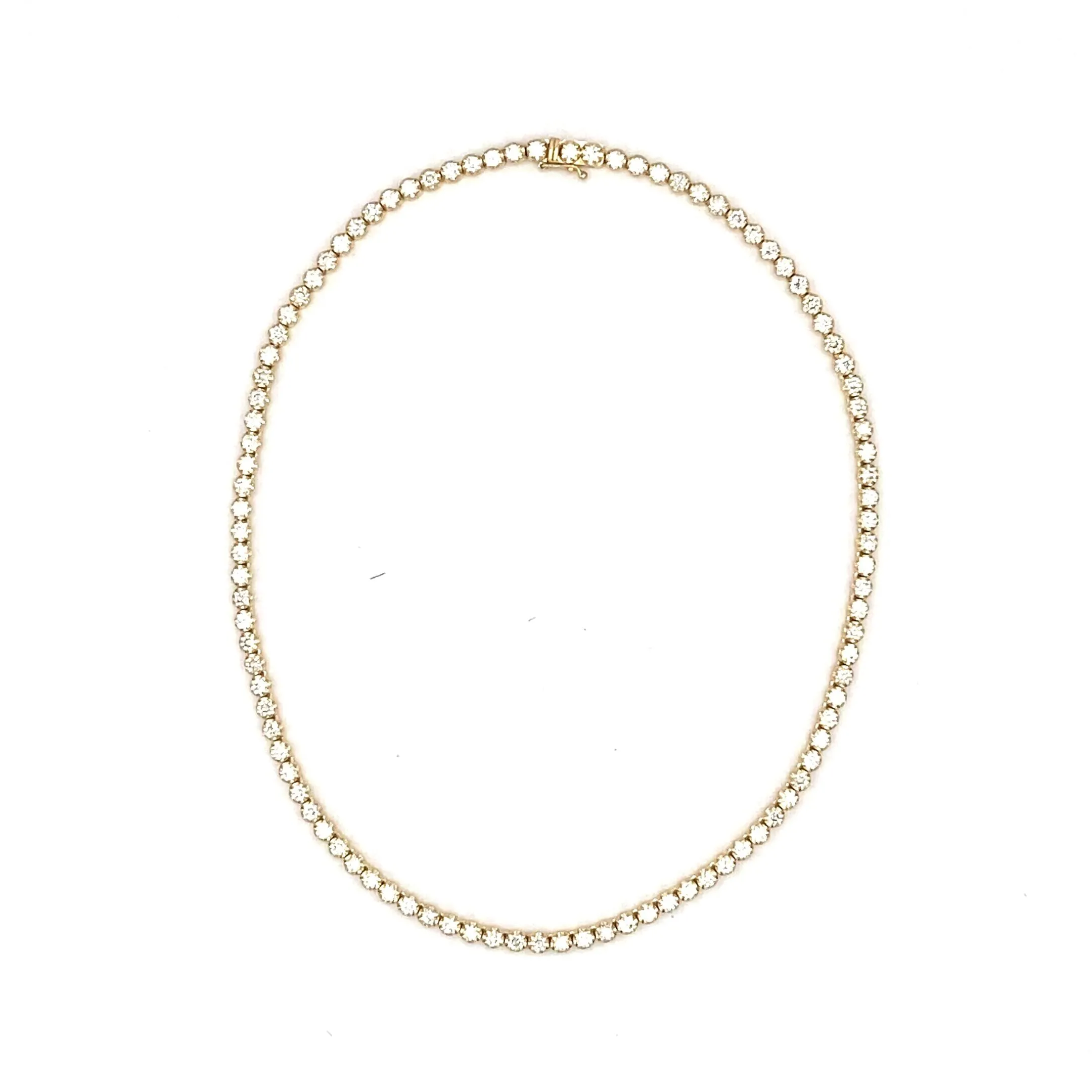 14K Yellow Gold Diamond Tennis Necklace - 11.92ct