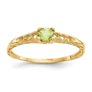 14k Yellow Gold Peridot Birthstone Baby Ring