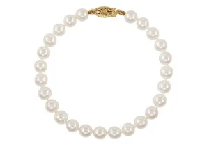 14KT 6 MM WHITE CULTURED AKOYA PEARL BRACELET