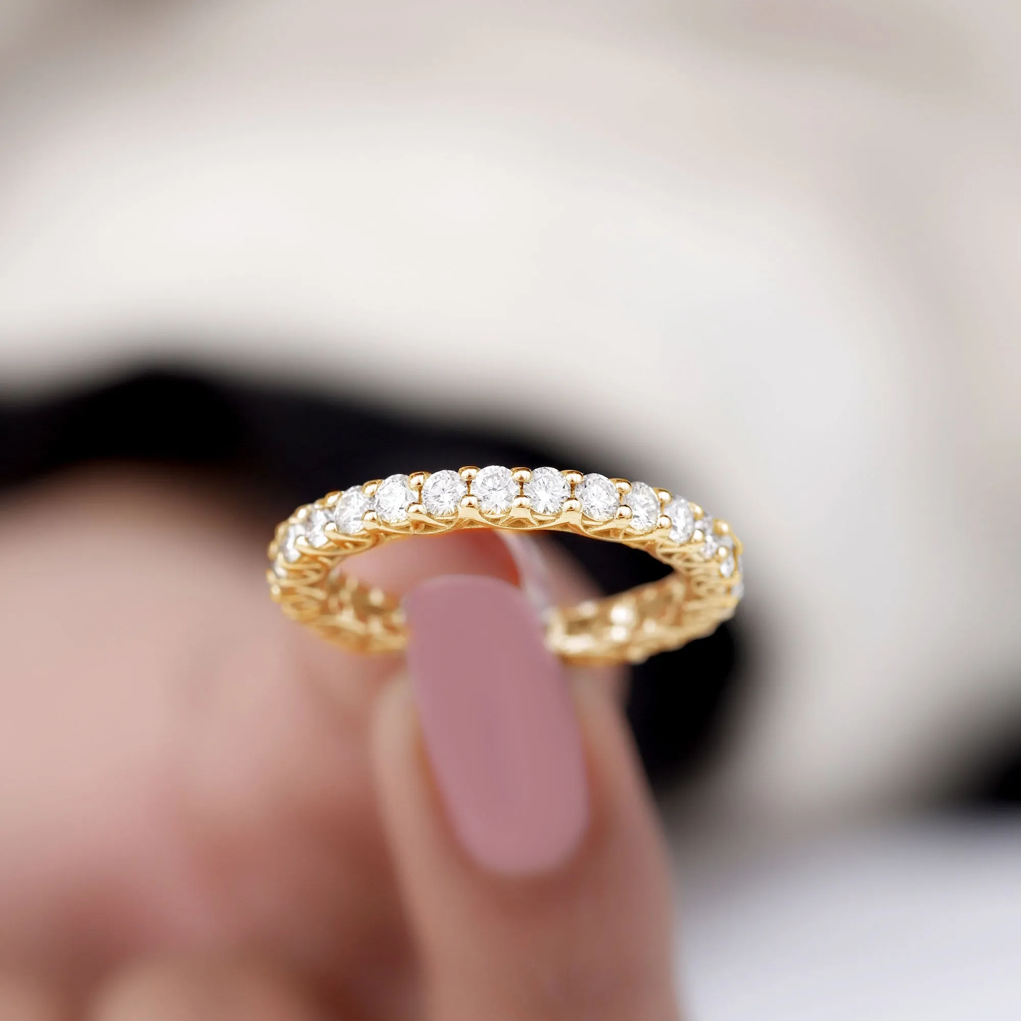 1.50 CT Certified Zircon Gold Full Eternity Ring