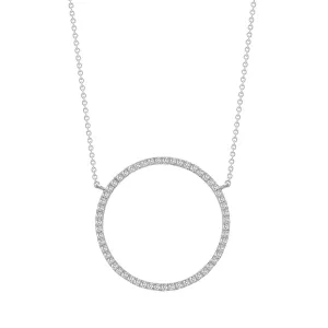 18ct White 0.18ct Diamond Circle Pendant - 18" Chain included