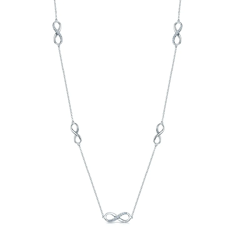 18ct White Gold Diamond Infinity Necklace