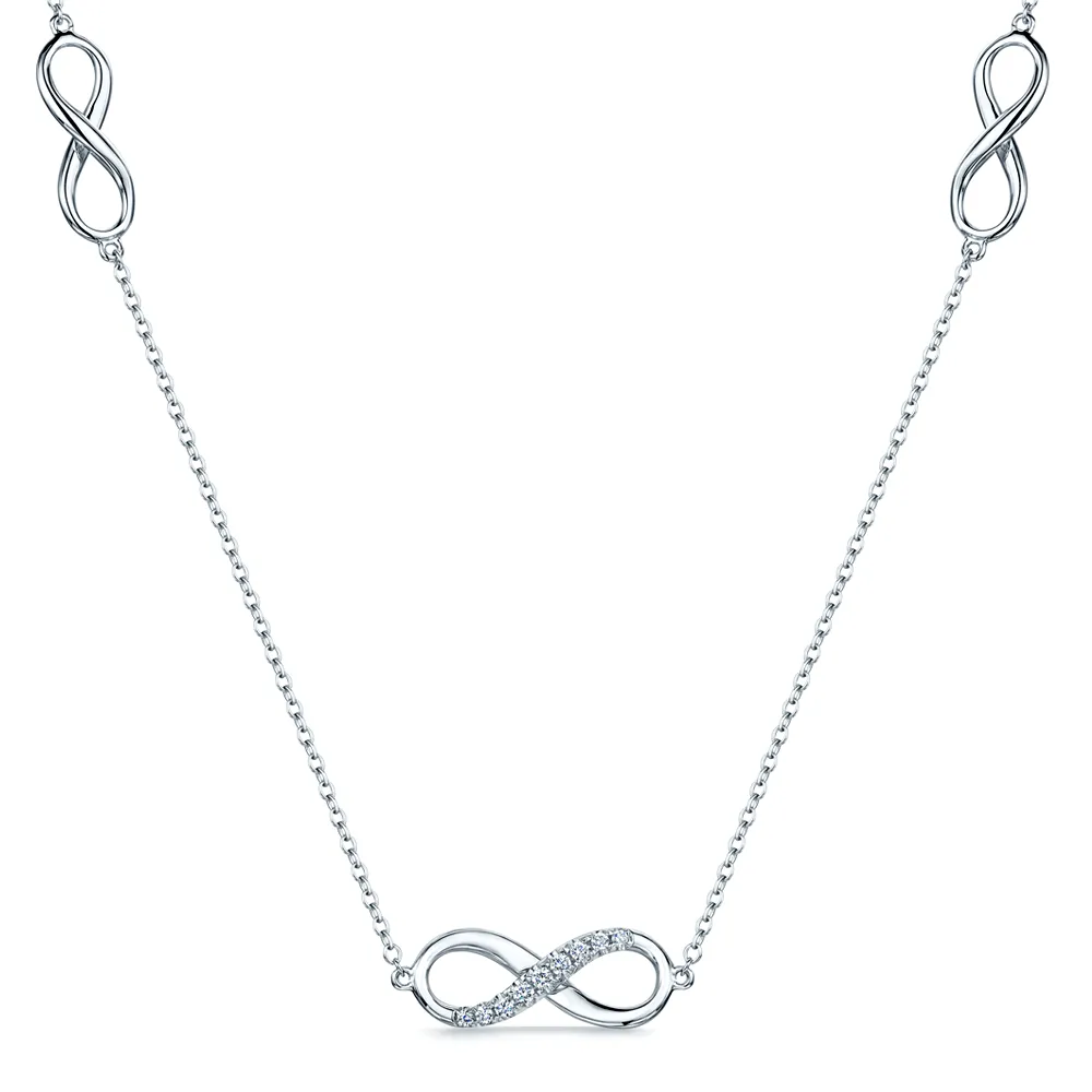 18ct White Gold Diamond Infinity Necklace