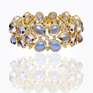 18K Cluster Bracelet with royal blue moonstone and diamond