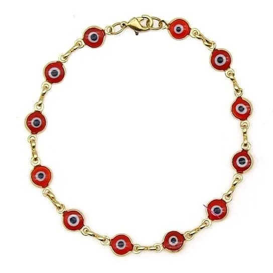 18k Gold Filled High Polish Finsh Evil Eye Bracelet