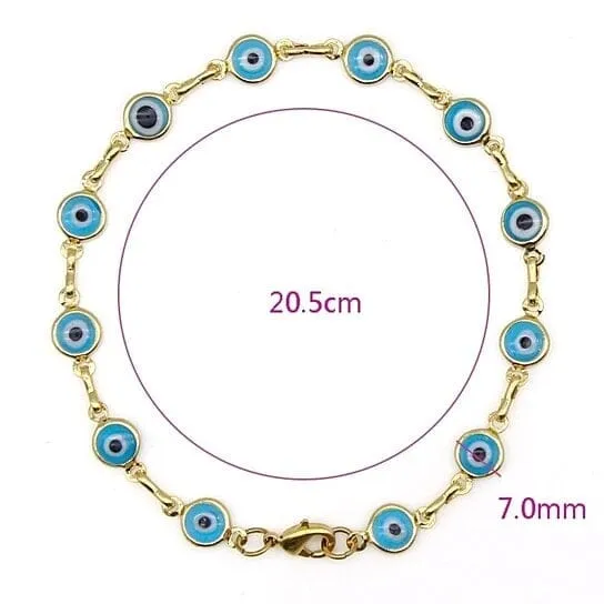 18k Gold Filled High Polish Finsh Evil Eye Bracelet