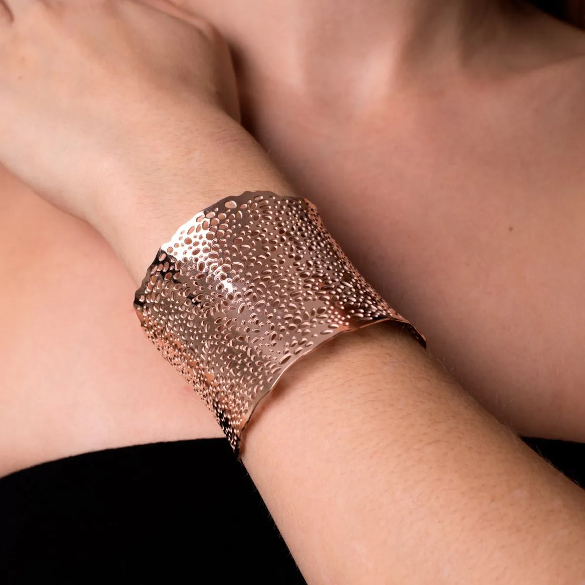 18k Rose Gold | Coral  | Laser Cut Cuff