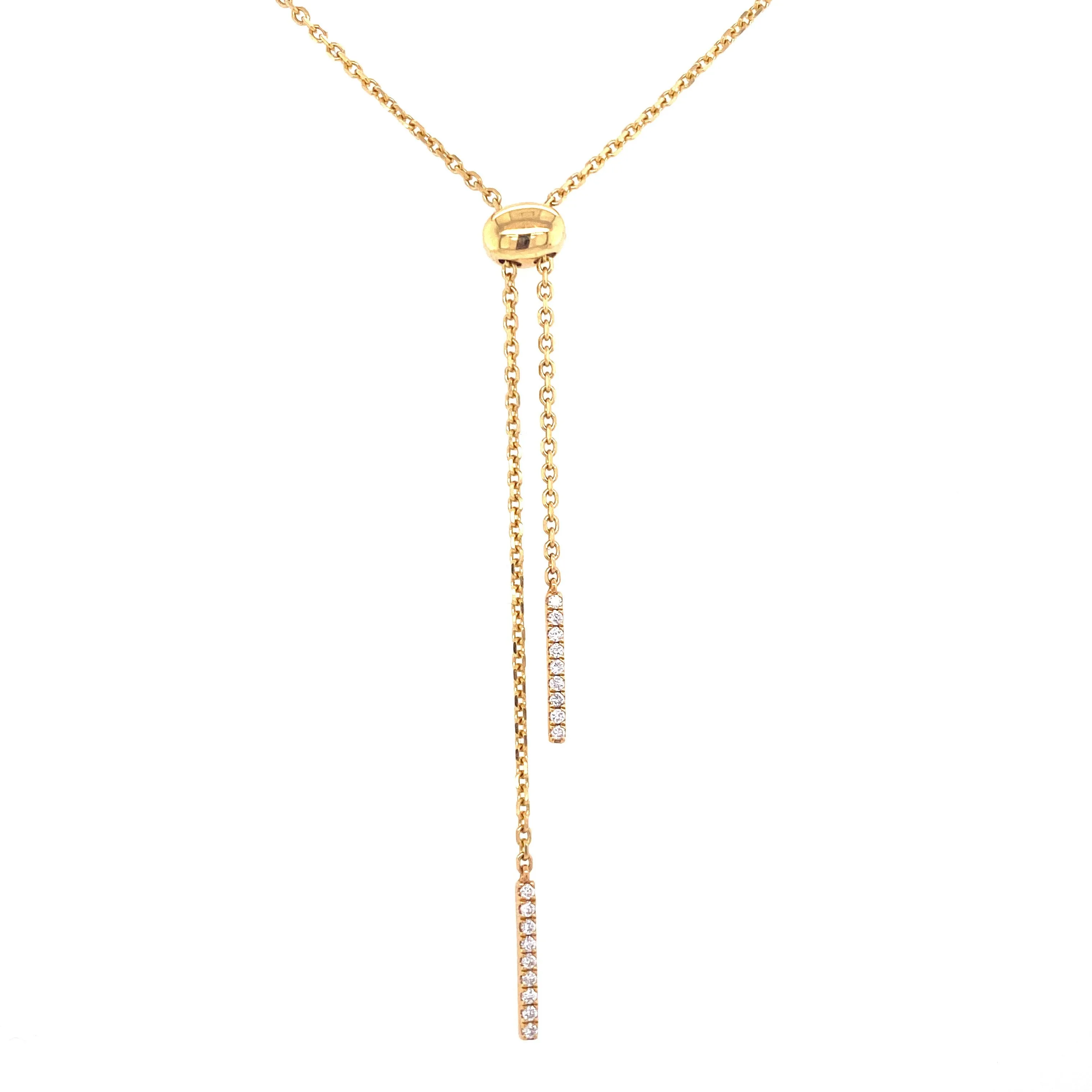 18K Yellow Gold Diamond Open Bar Adjustable Necklace