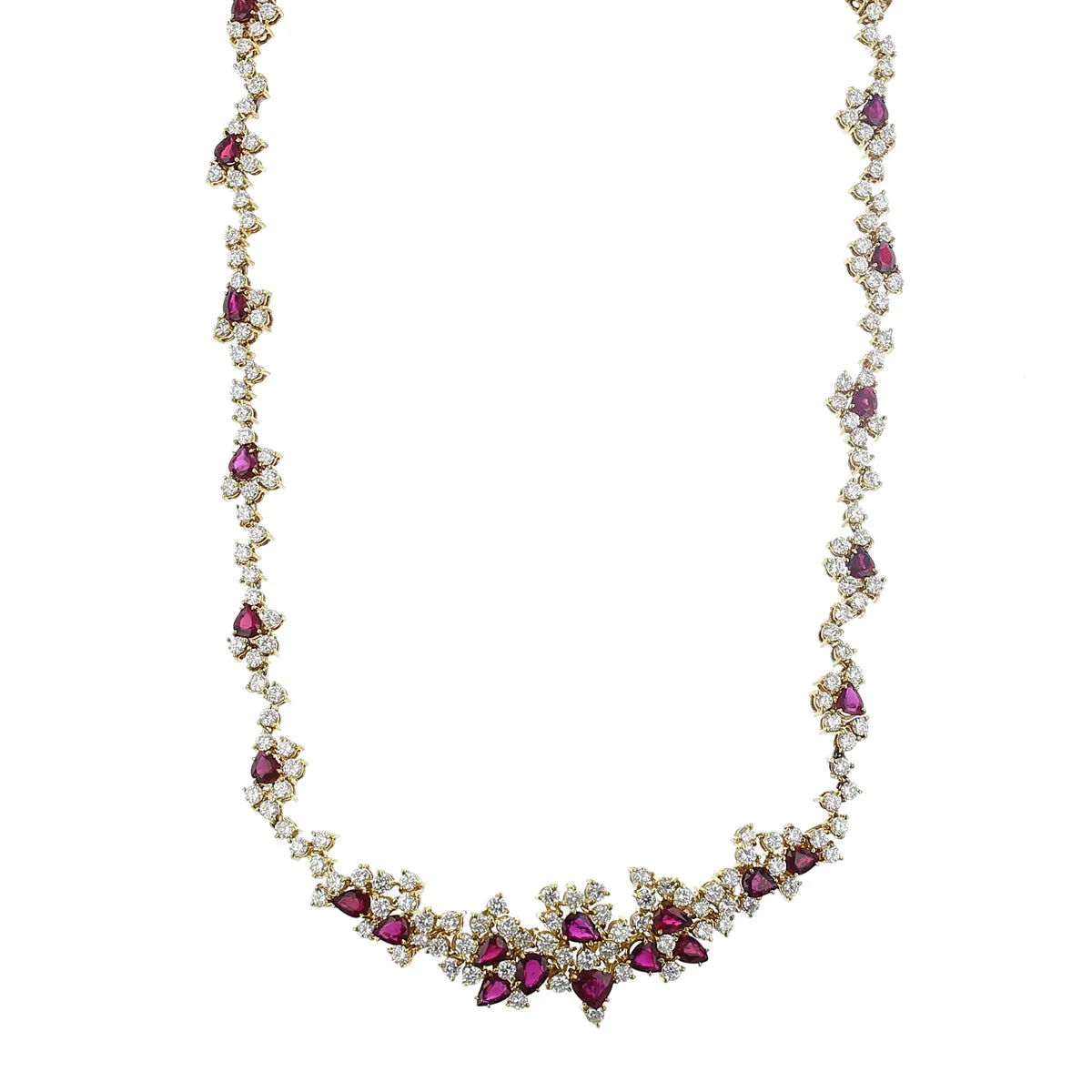 18K Yellow Gold Ruby and Diamond Necklace