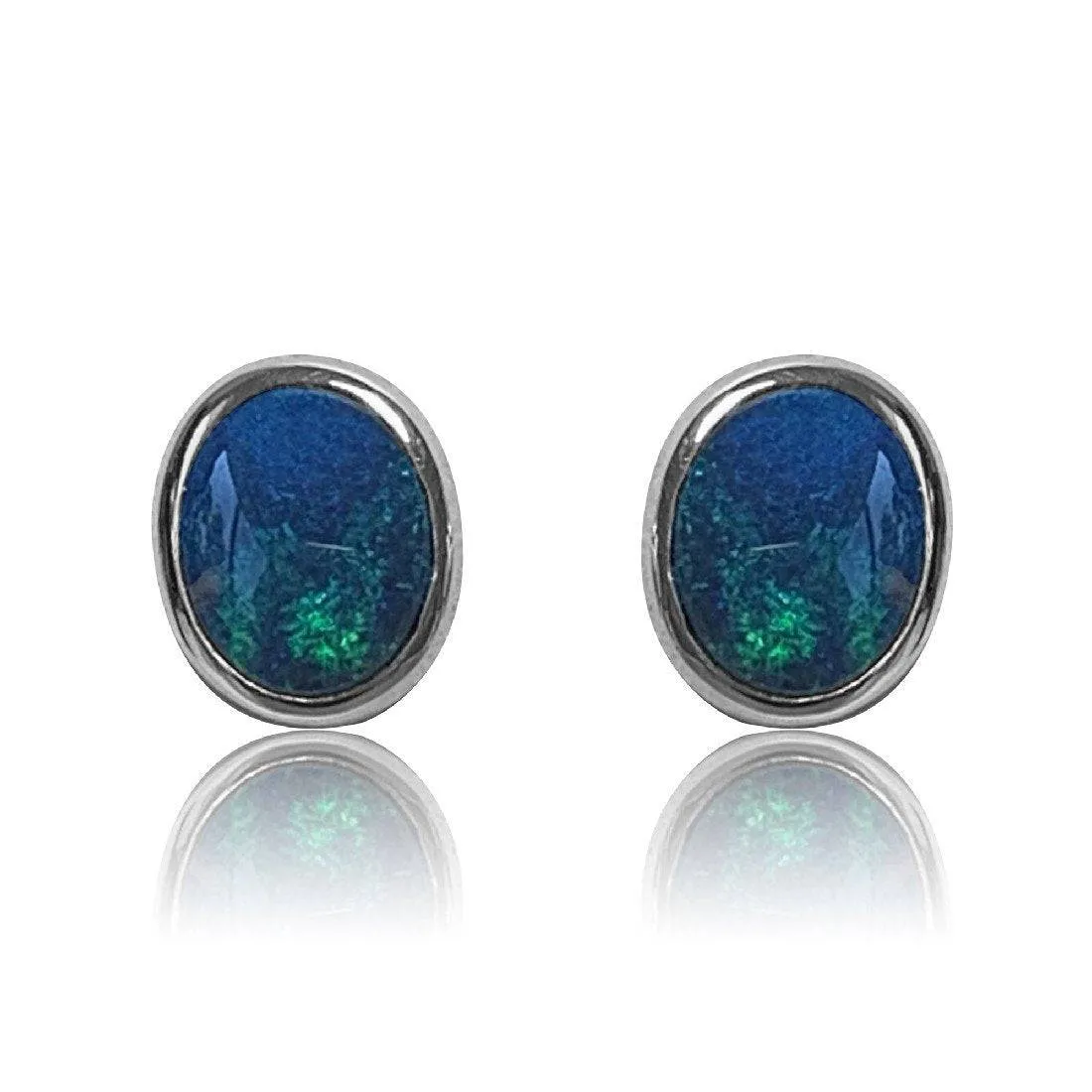 18kt White Gold Black Opal studs