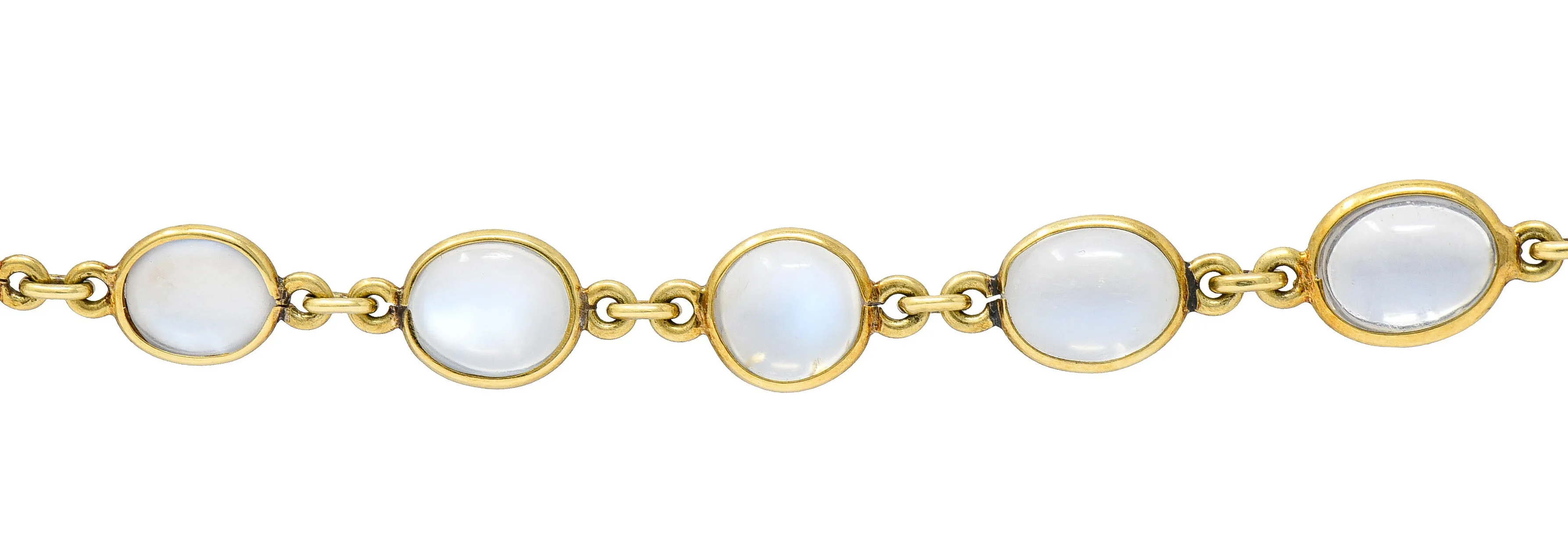 1940's Retro Moonstone 14 Karat Gold Link Bracelet