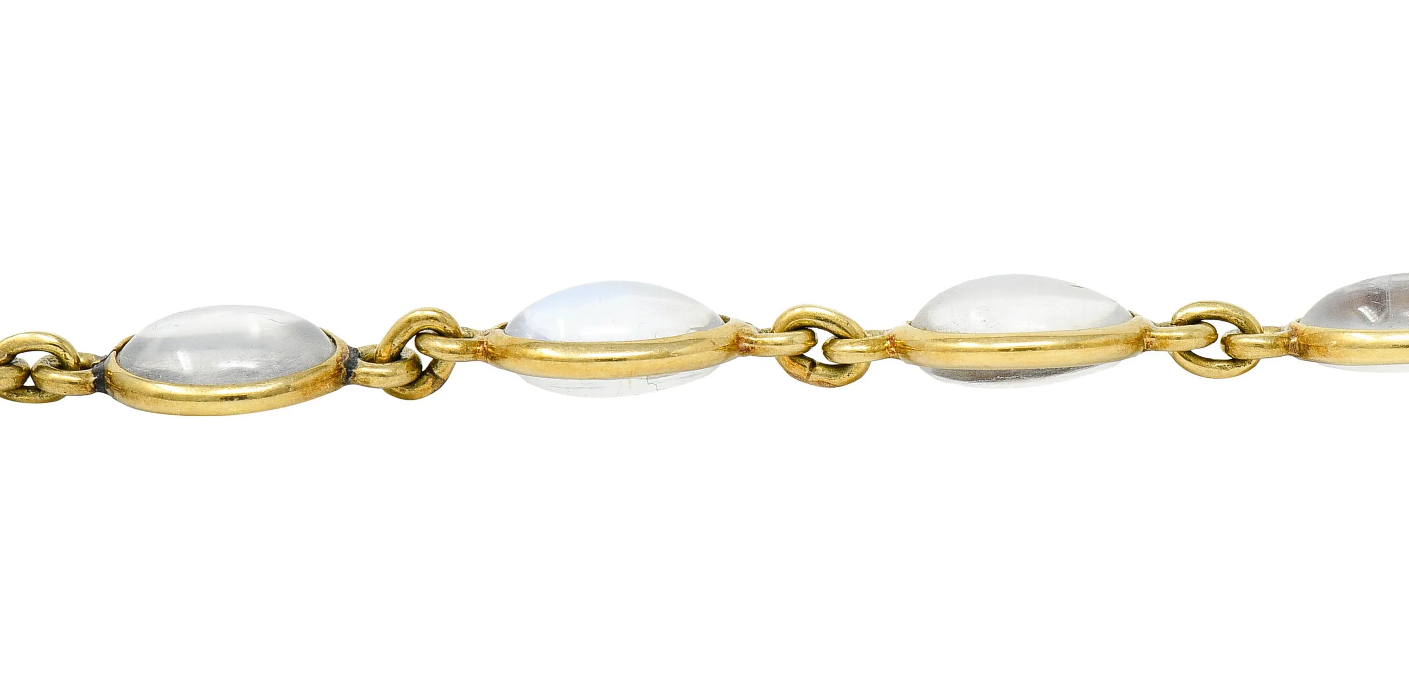 1940's Retro Moonstone 14 Karat Gold Link Bracelet