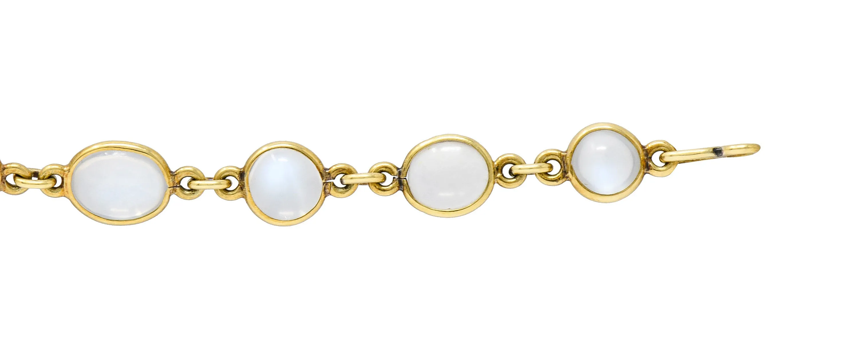 1940's Retro Moonstone 14 Karat Gold Link Bracelet