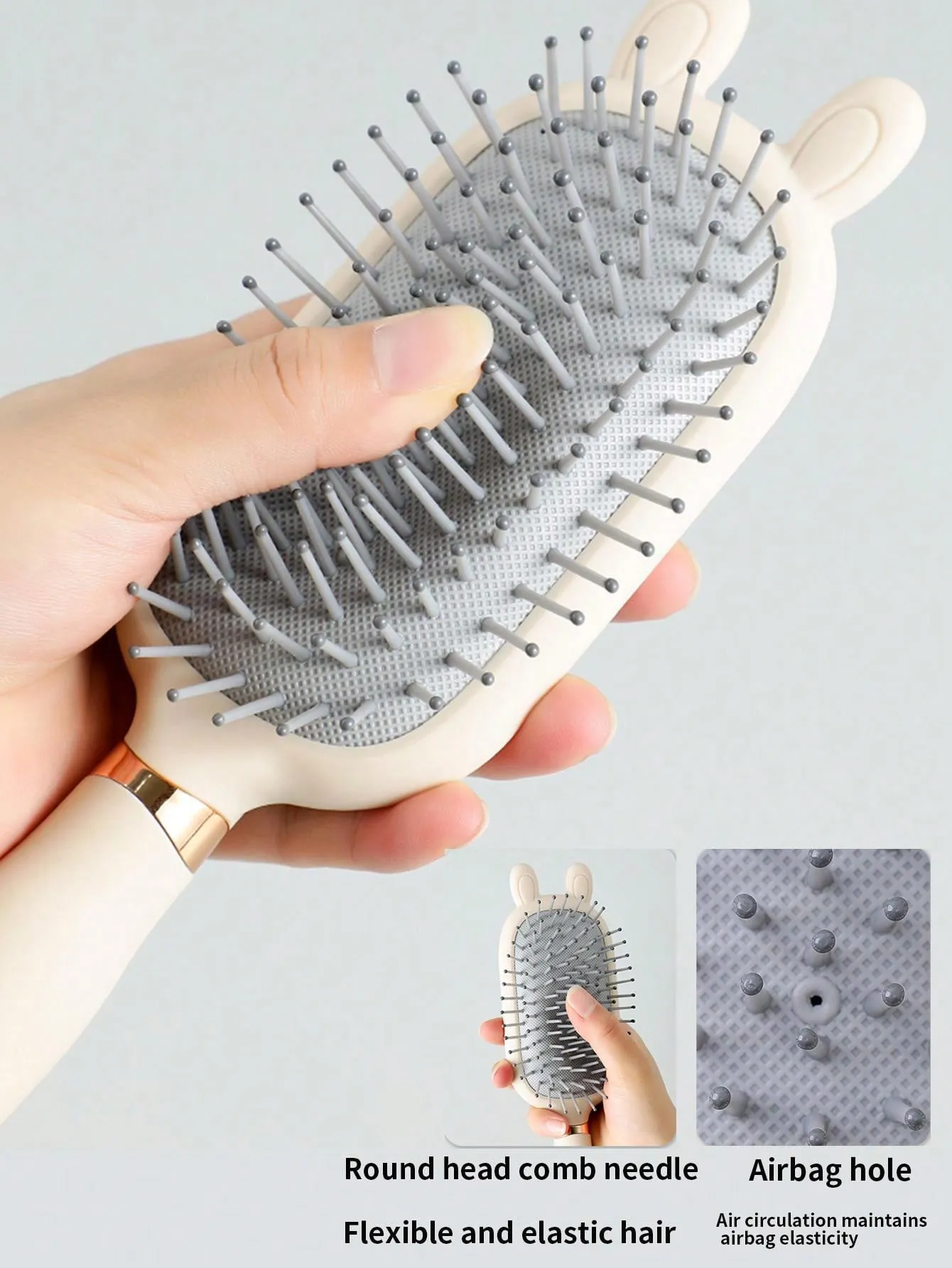 1pc Cartoon Massage Air Cushion Comb With Elegant Sand And Anti-Static Feature, Suitable For Curly/Straight Hair, Detachable Handle, Gentle Hair Care, Tangle Free, Comfortable Scalp Massage Experience Hair Brush