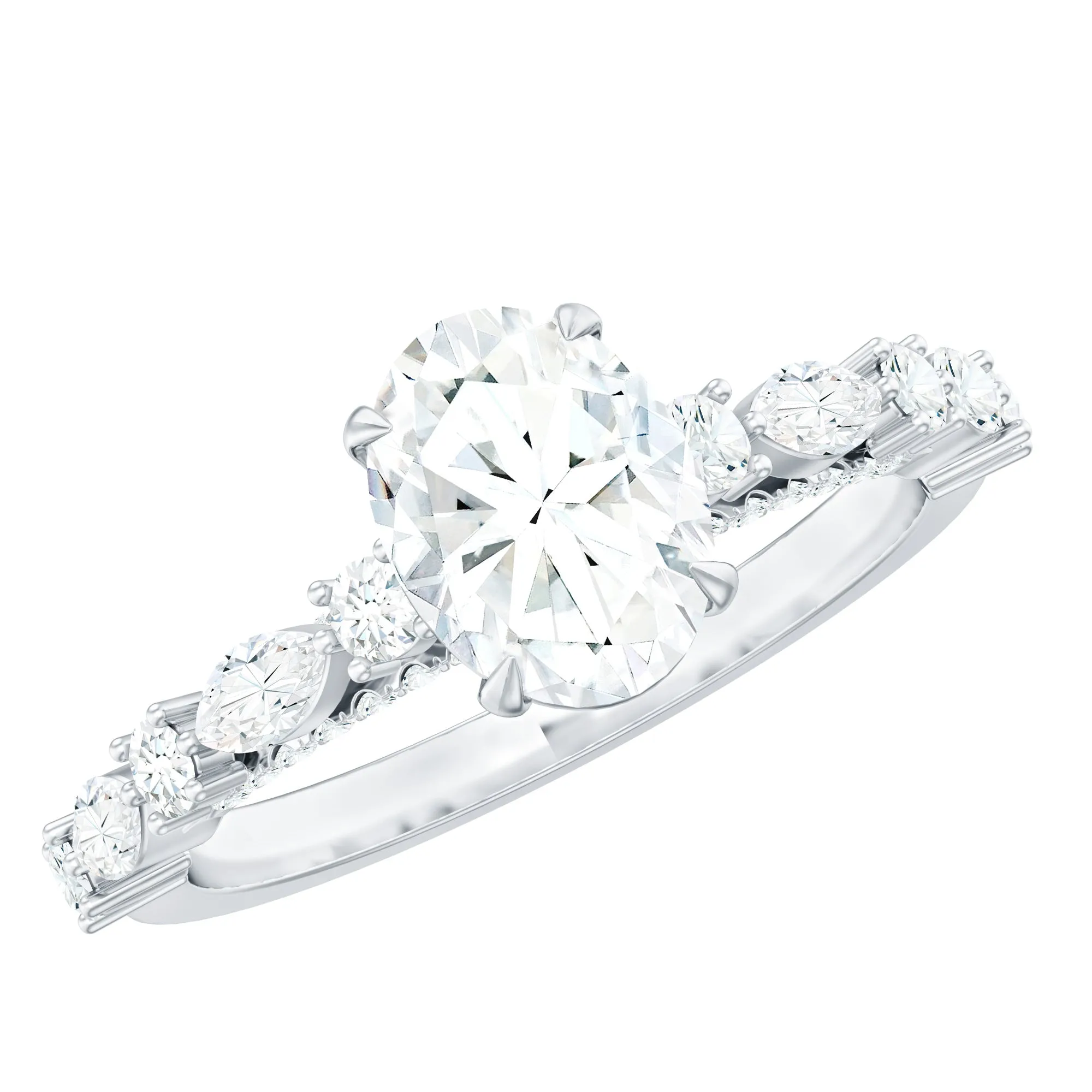 2 CT Oval Moissanite Solitaire Engagement Ring in Claw Setting