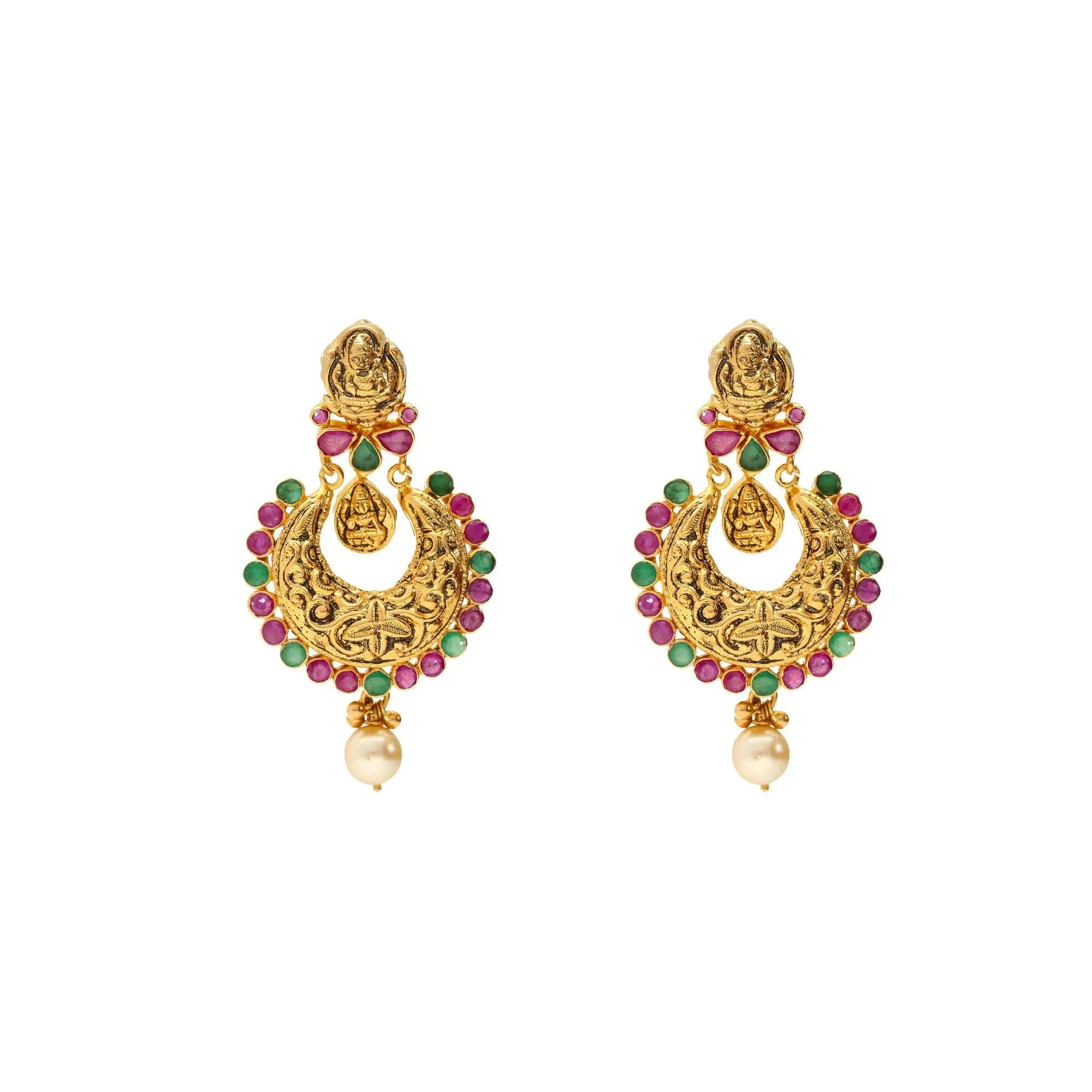 22K Gold & Gemstone Tajagna Temple Set