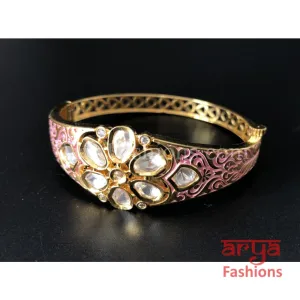 2.6 size Pink Meenakari Kundan Bracelet