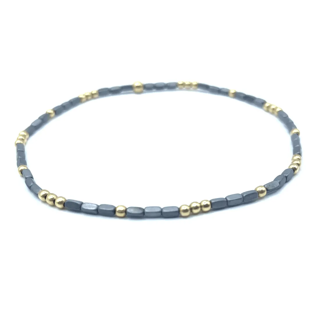 2mm Harbor Dark Gray   Gold Filled Waterproof Bracelet