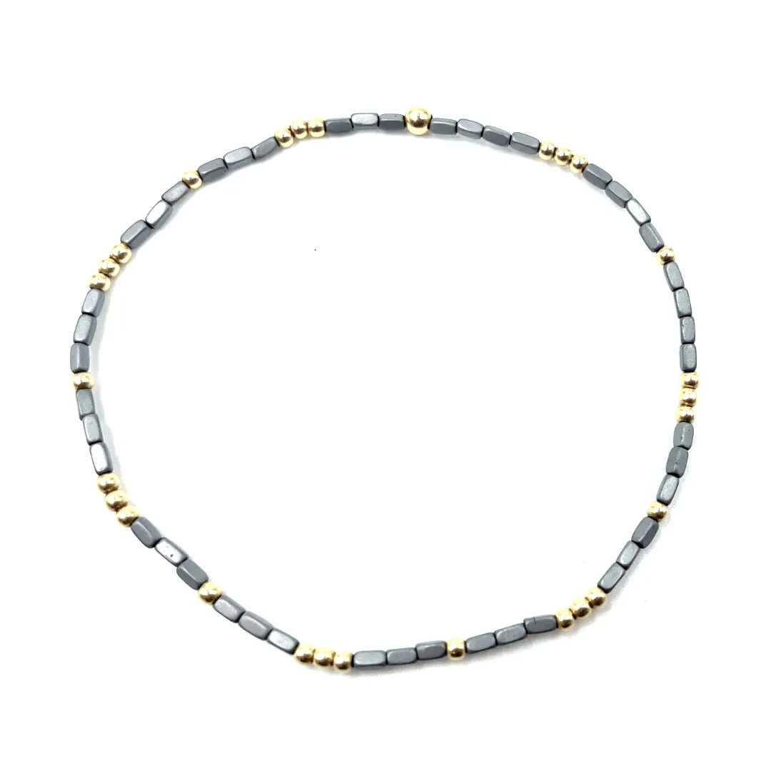 2mm Harbor Dark Gray   Gold Filled Waterproof Bracelet