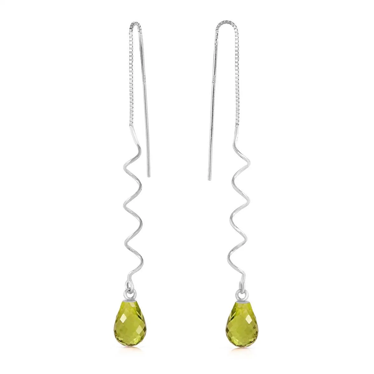 3.3 Carat 14K Solid White Gold Up In Flames Peridot Earrings