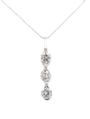 3.38 Carat 3 Stone Diamond Dangle Pendant Necklace in 18K White Gold