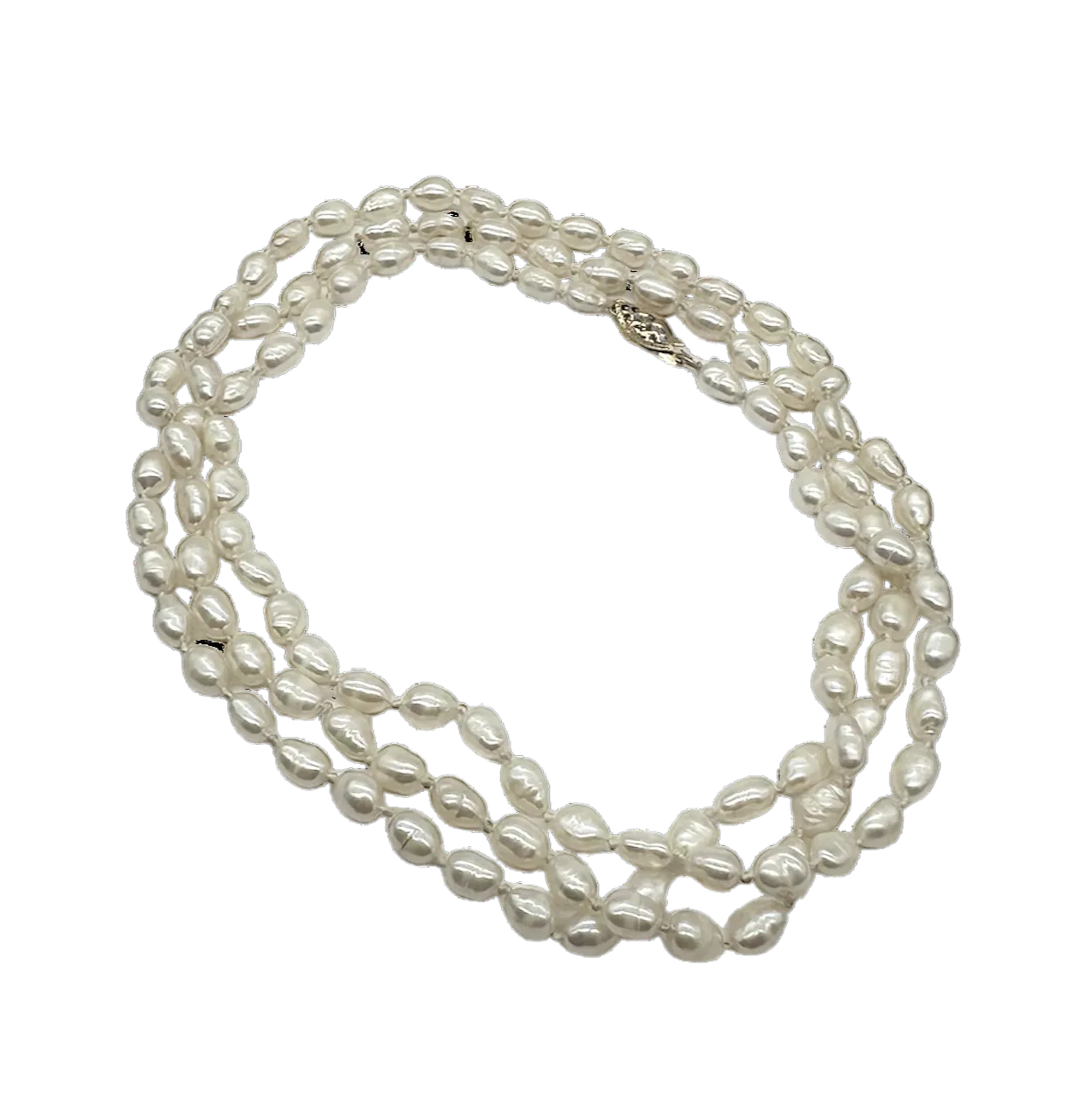 34" White Seed Pearl Necklace