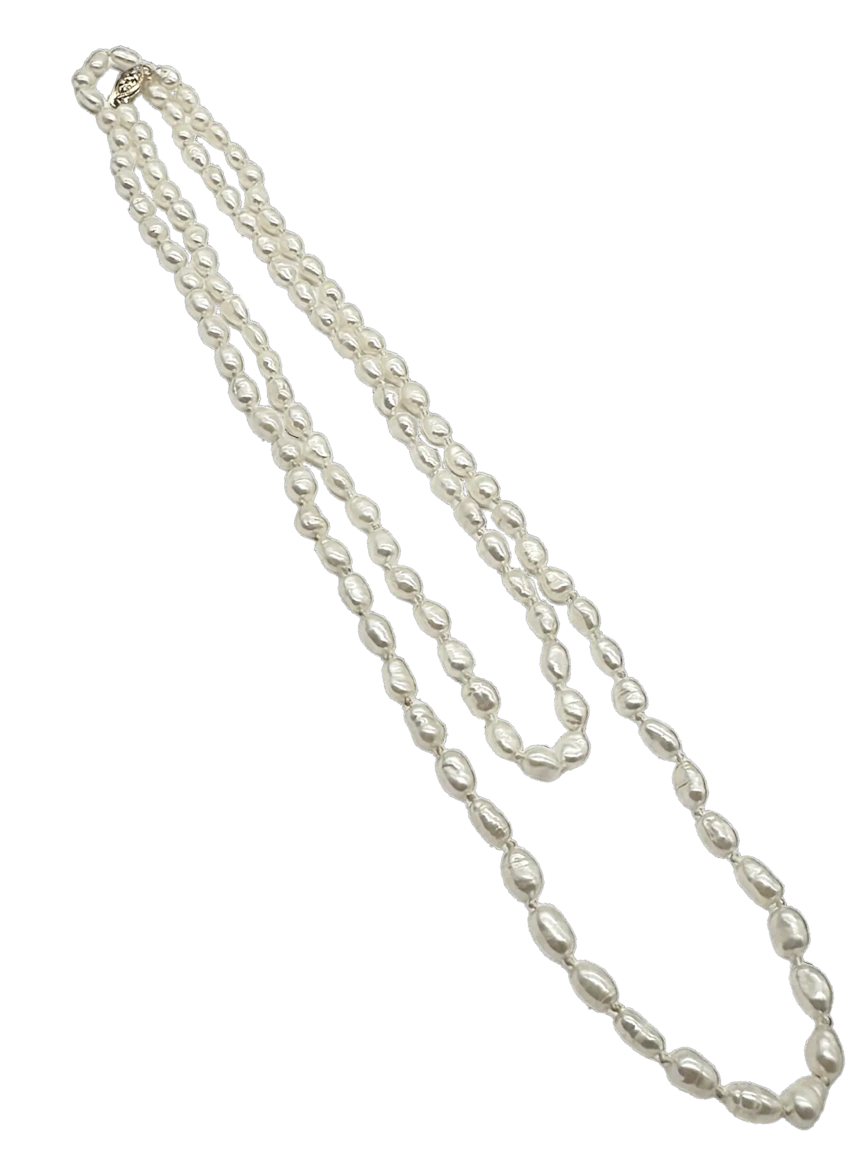 34" White Seed Pearl Necklace