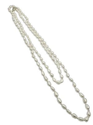 34" White Seed Pearl Necklace