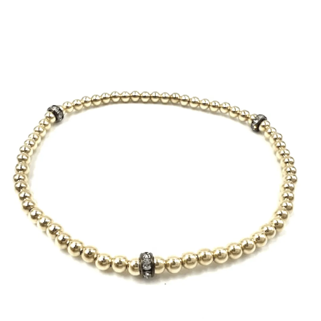 3mm Karma Glitter 14k Gold Filled Bead Bracelet