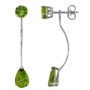 4.2 Carat 14K Solid Yellow Gold Stud Drops Earrings Natural Peridot