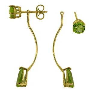 4.2 Carat 14K Solid Yellow Gold Stud Drops Earrings Natural Peridot