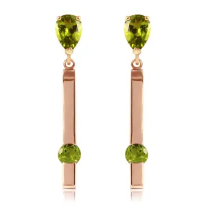 4.25 Carat 14K Solid Rose Gold Bar Earrings Peridot