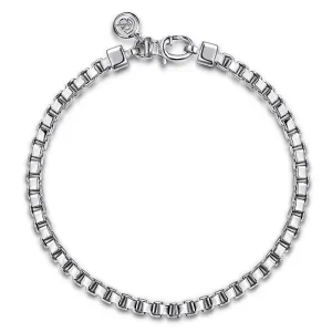 4mm 925 Sterling Silver Solid Mens Box Chain Bracelet