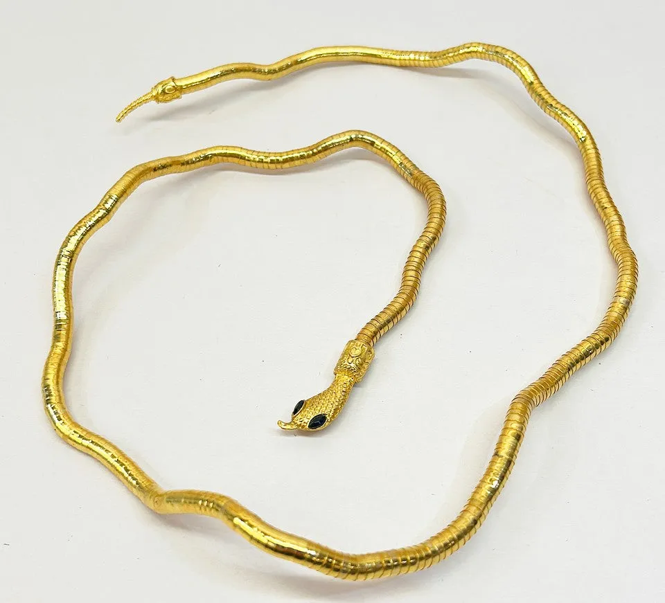 80’s sculptural style gold metal omega look that can be twisted and shaped into a necklace