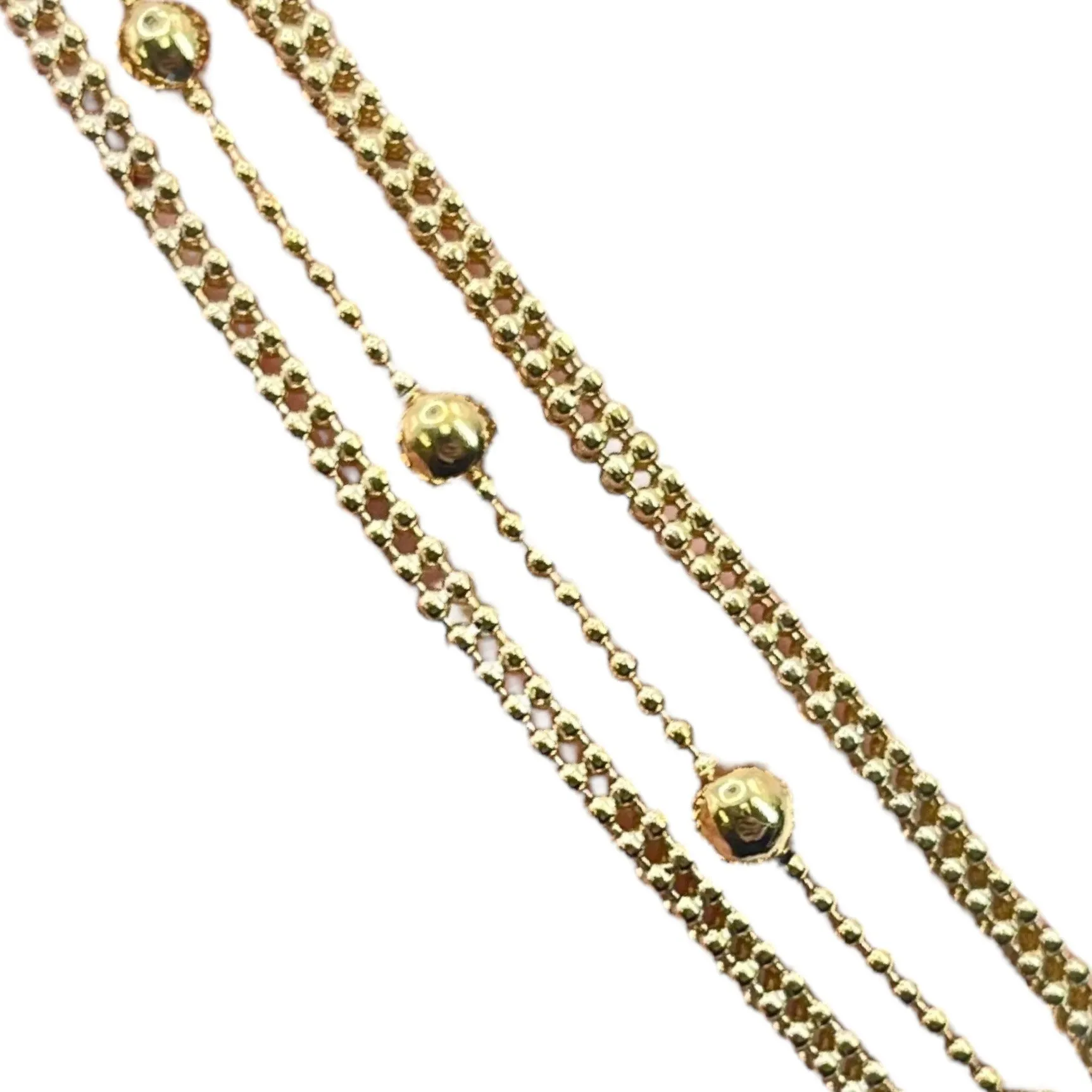 925 Sterling Silver Gold Layered Three Strand Bracelet Stackable Ball Beaded