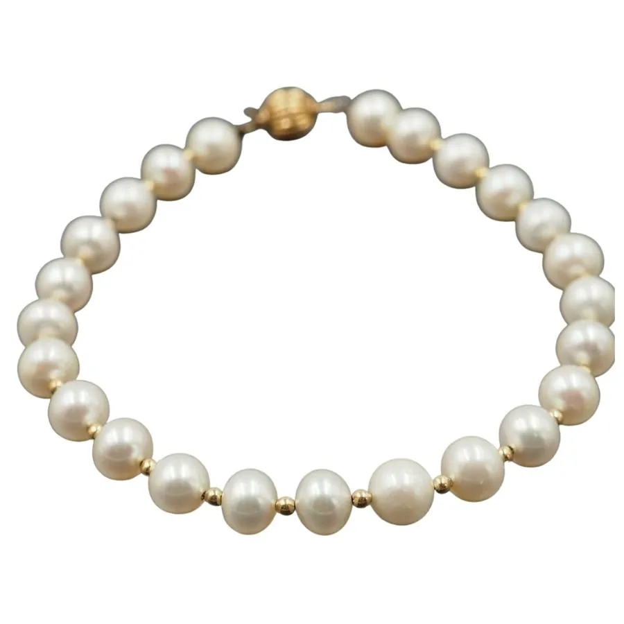 9ct Yellow Gold Freshwater Pearl Necklace & Bracelet Set