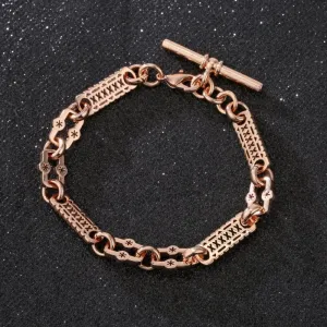 9mm Rose Gold Filled Stars and Bars T-Bar Bracelet 8/8.5 Inch