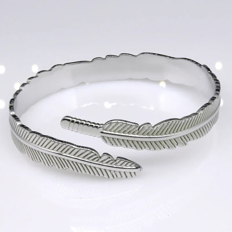 Adjustable Feather Stainless Steel Bracelet Titanium Steel Bracelet Female Bracelet