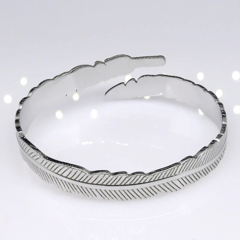 Adjustable Feather Stainless Steel Bracelet Titanium Steel Bracelet Female Bracelet