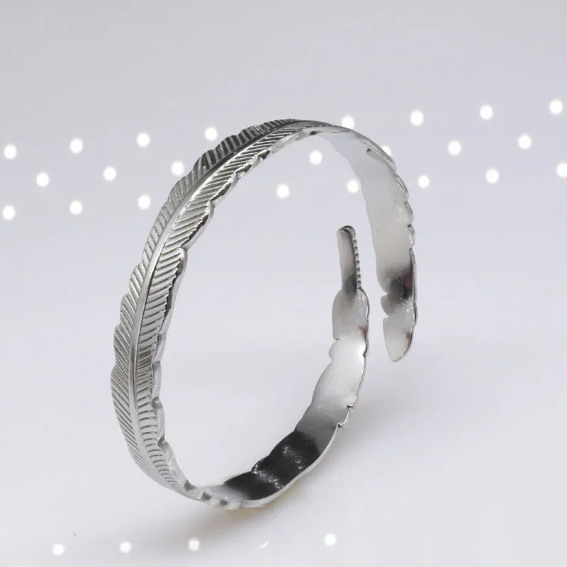 Adjustable Feather Stainless Steel Bracelet Titanium Steel Bracelet Female Bracelet