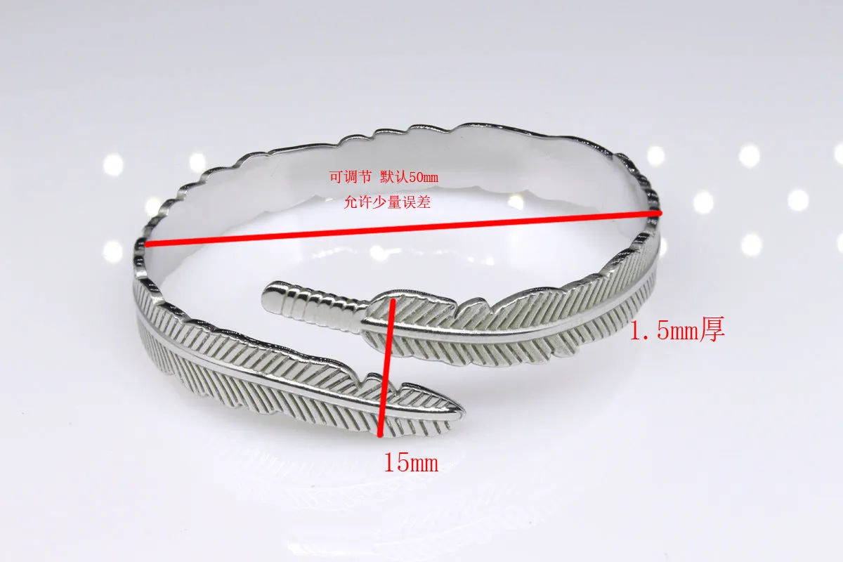 Adjustable Feather Stainless Steel Bracelet Titanium Steel Bracelet Female Bracelet