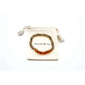 Adult Amber Bracelet 18 cm - Smokey Quartz   Raw Cognac