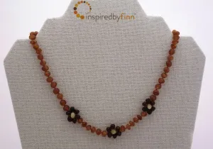 Adult Baltic Amber Necklace - Brilliant Flower