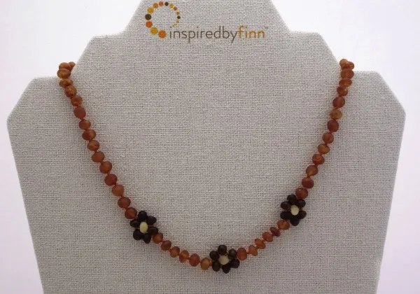 Adult Baltic Amber Necklace - Brilliant Flower