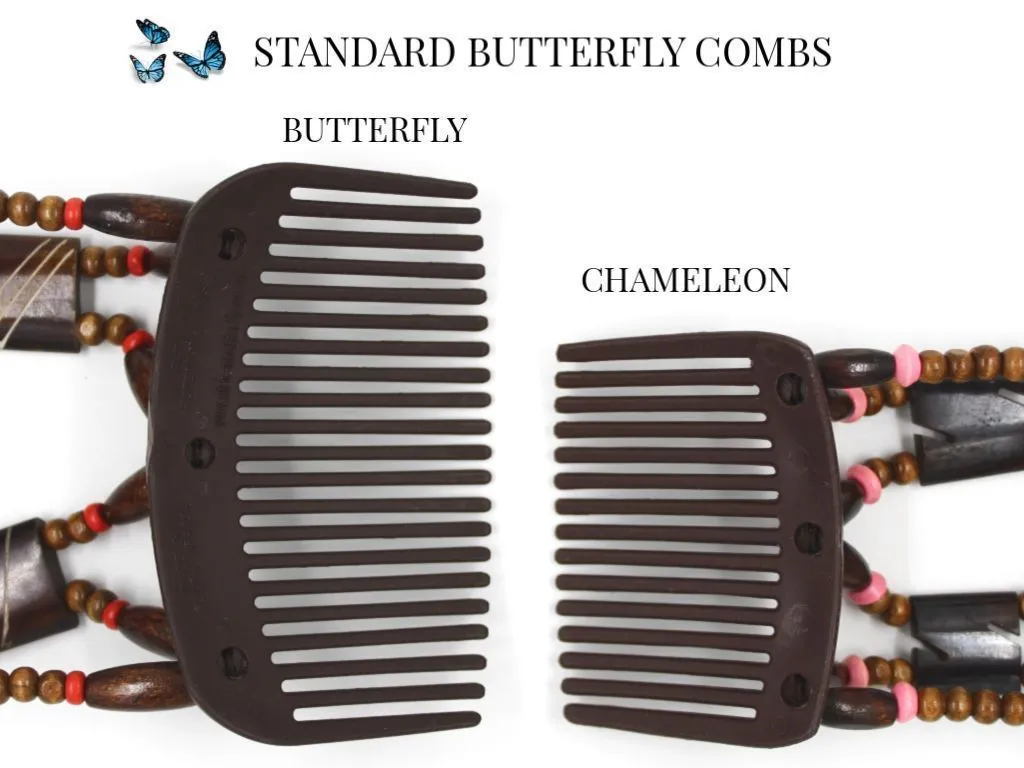 African Butterfly Hair Comb - Flowers Black 33