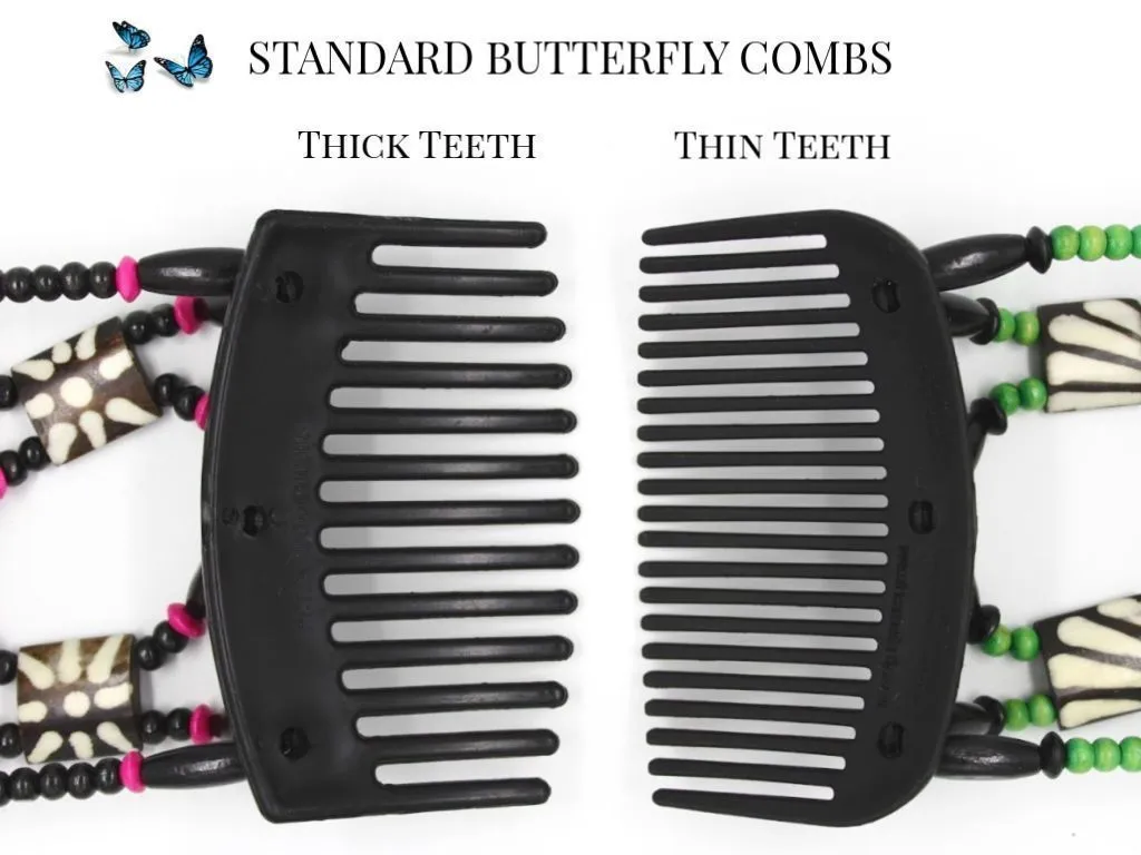 African Butterfly Hair Comb - Flowers Black 33