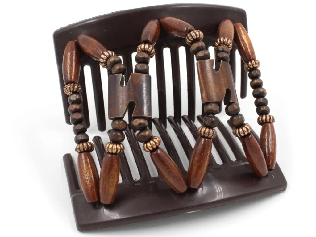 African Butterfly Thick Hair Comb - Stones & Bones Brown 119