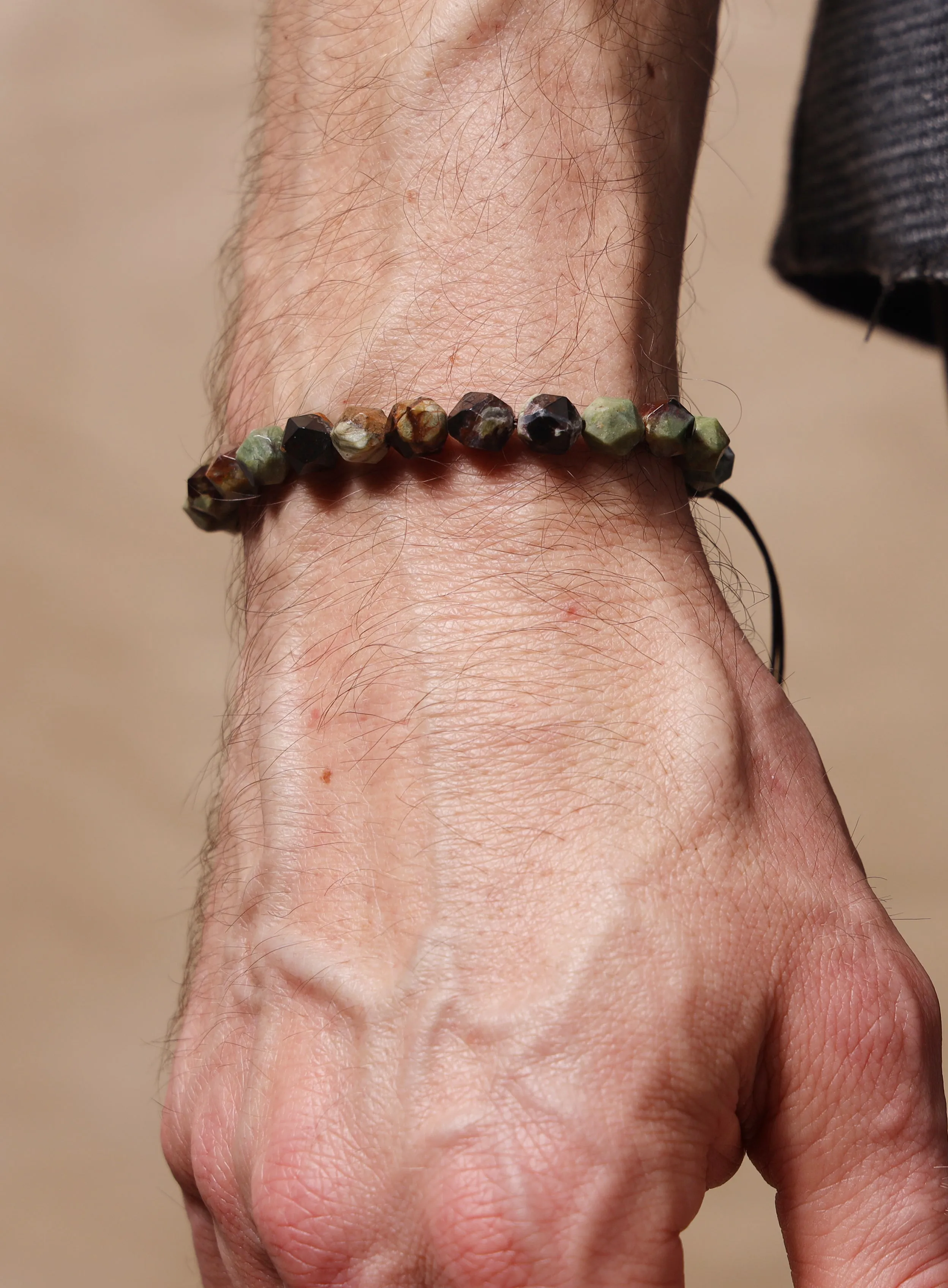 African Turquoise and Sterling Silver Bead Bracelet for Men