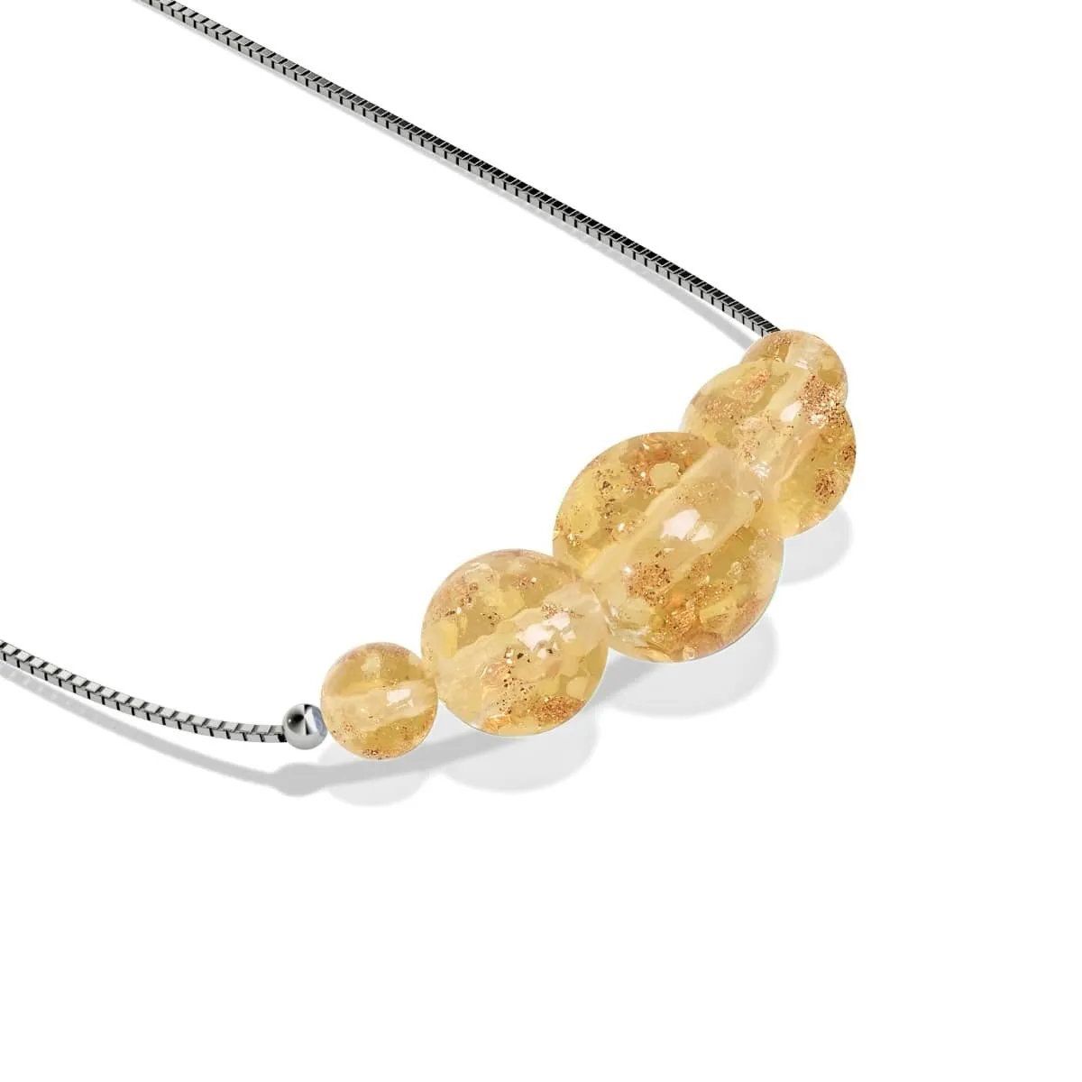 Amber | .925 Sterling Silver | Firefly Glass Infinity Clasp Necklace